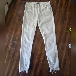 Agolde White Skinny Jeans With Frayed Detail
